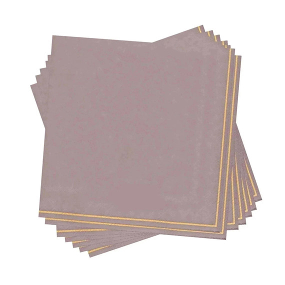 Mauve with Gold Stripe Paper Cocktail Napkins (20 count)
