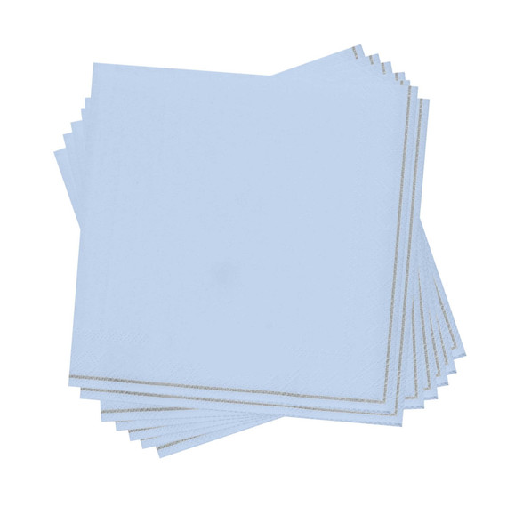 Ice Blue with Silver Stripe Lunch Napkins (20 count)