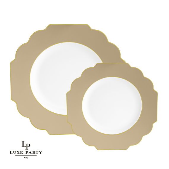 Scalloped Gold Plastic Dessert Plates 8" (10 count)