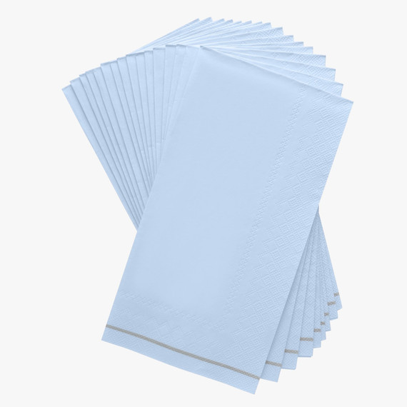 Ice Blue with Silver Stripe Dinner Paper Napkins (16 count)