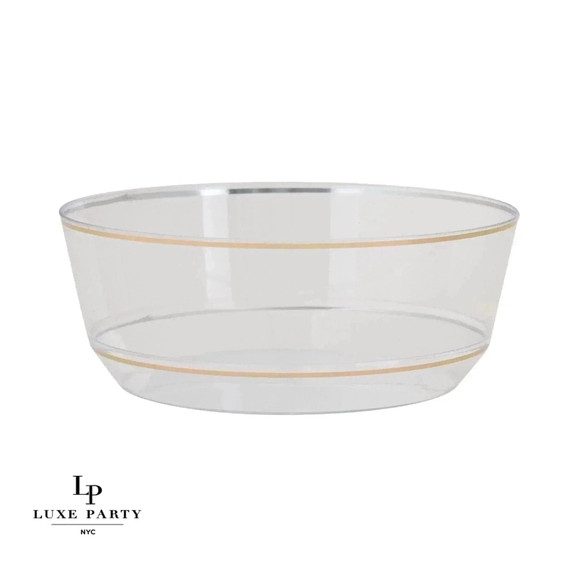 14 Oz. Round Clear and Gold Plastic Bowls (10 count)