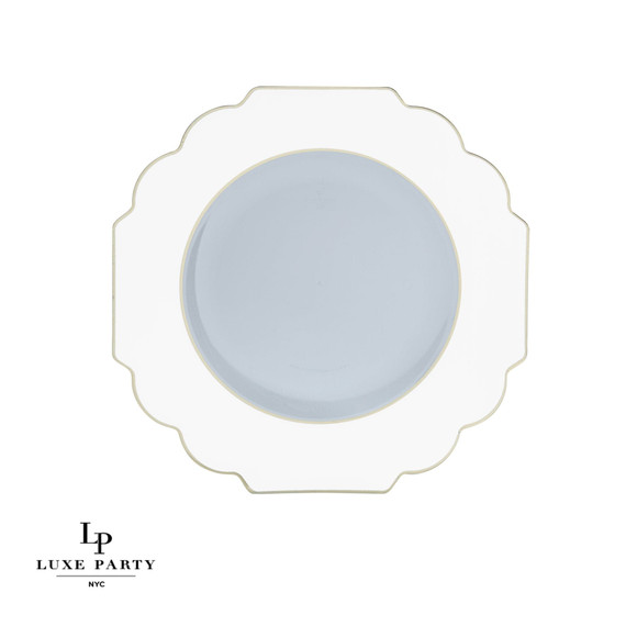 Scalloped Clear Base White and Gold Plastic Dinner Plates 107" (10 count)