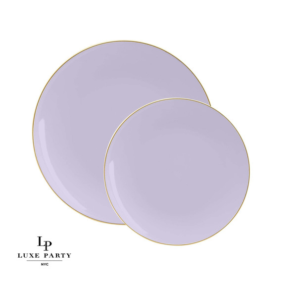 Lavender and Gold Round Plastic Dinner Plates 10.25" (10 count)