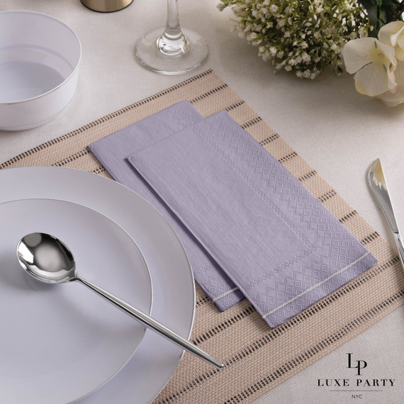 Lavender with Silver Stripe Dinner Paper Napkins (16 count)