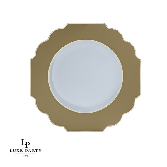 Scalloped Clear Gold Plastic Plates  8" (10 count)