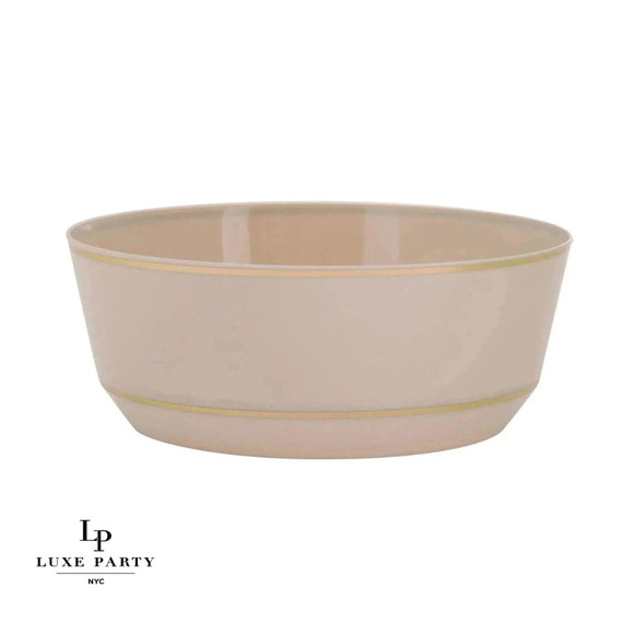 14 Oz. Round Linen and gold Plastic Bowls (10 count)