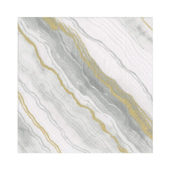 Marble Paper Luncheon Napkins in Grey - 20 Per Package