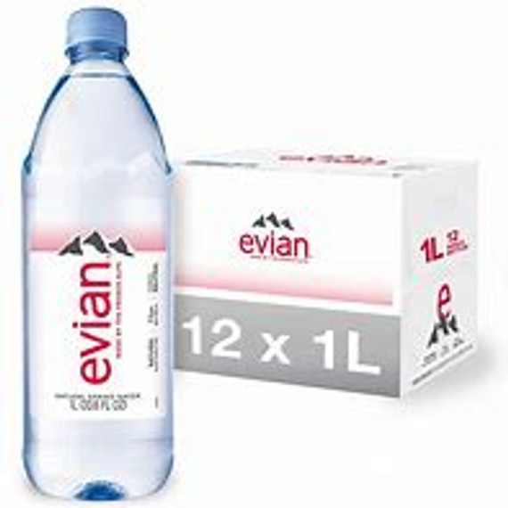 Evian Plastic Water 1 Liter (12 pack)
