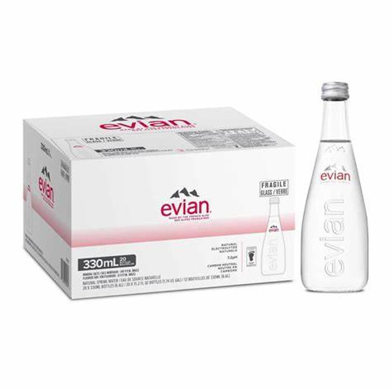 Evian Glass Natural Spring Water 330ml (20 pack)
