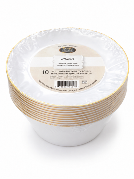 White with gold rim 16oz bowl