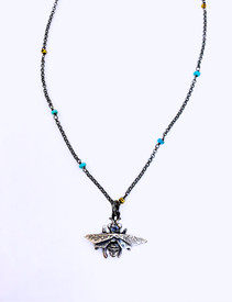 Turquoise and 22k gold vermeil beads in chain