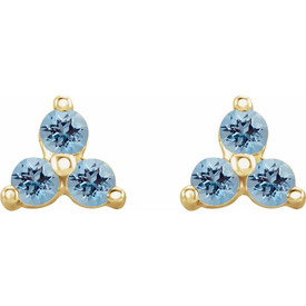 Aquamarine Petite Trio 14K Gold Earring