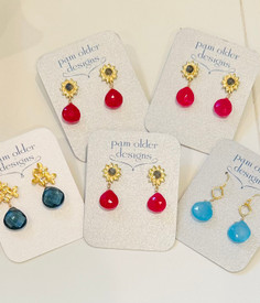 Three Petal Earrings in London Blue Quartz