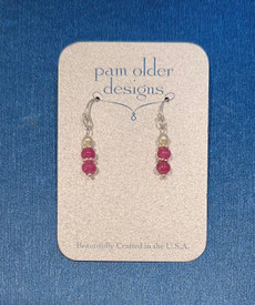 Valentine's Day Mini Earrings in Pink Sillimanite and Pearl