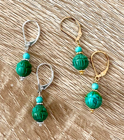 Carved Turquoise Earrings