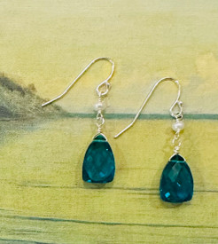 Teal Quartz Dainty Earrings
