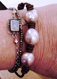 Island Bracelet with freshwater baroque pearls, stack them on!