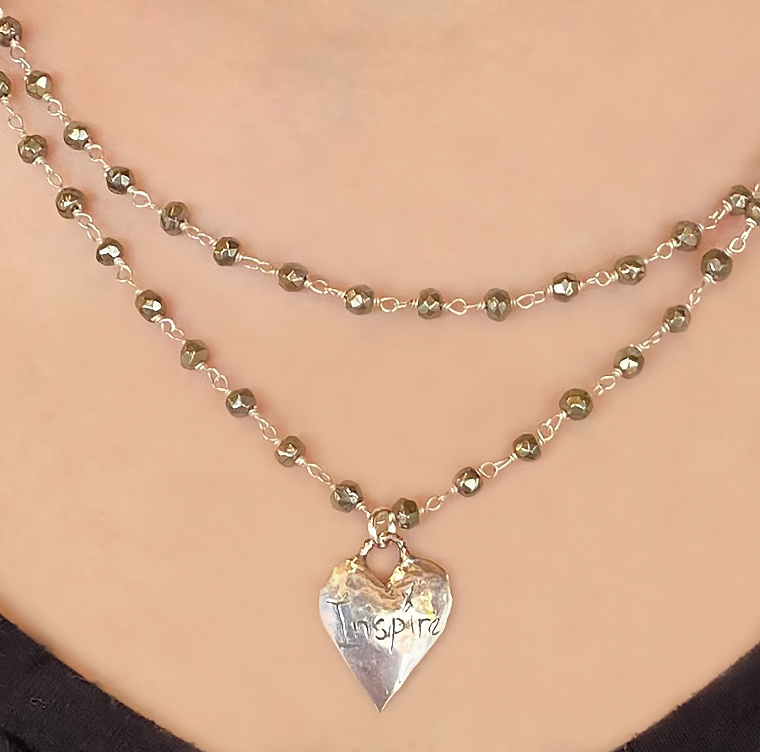 Silver Heart with Butterfly inspiration message