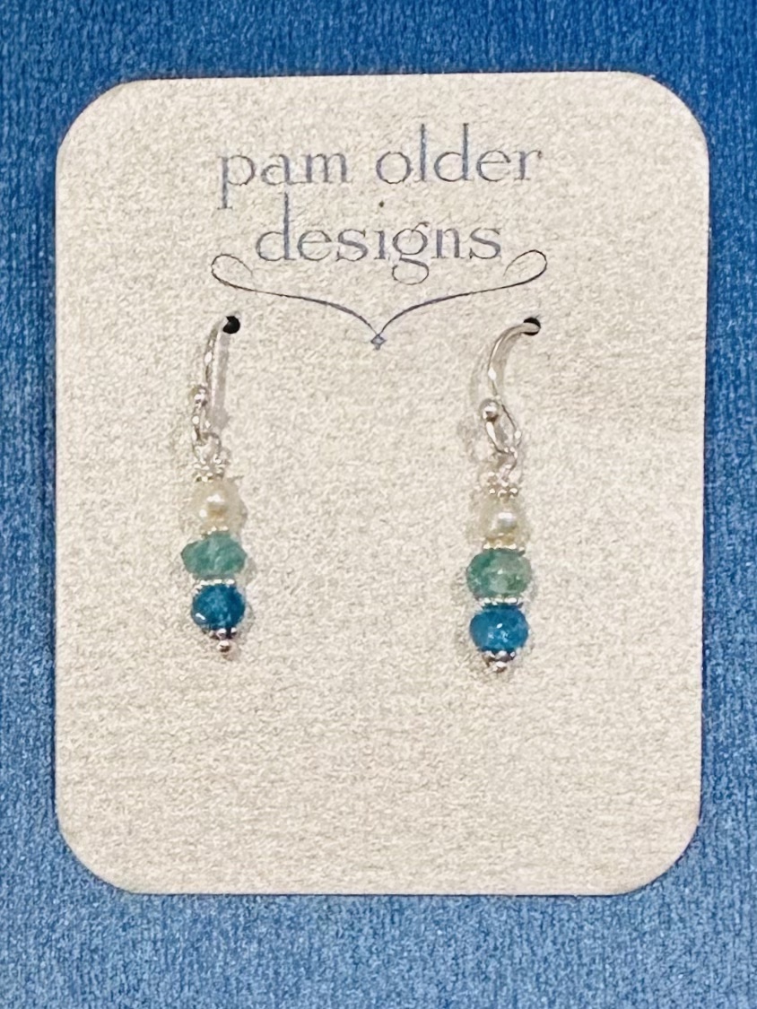 small fluted dangle earring in silver and gold - Pam Fox Jewelry