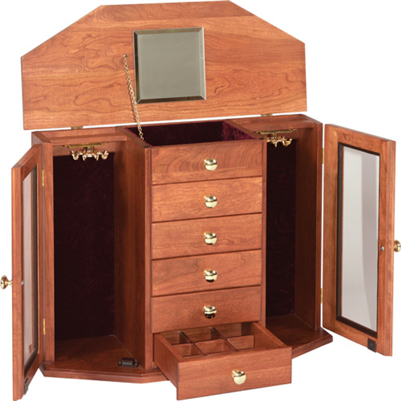 Savannah Wall-Mount Jewelry Armoire Cherry American Box, 52% OFF