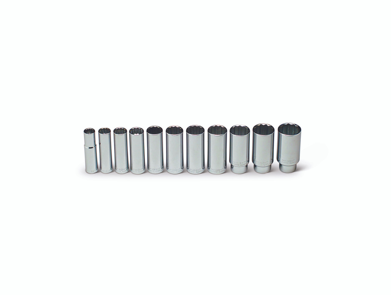 1/2" Drive 11 Pc Set with 12 point Deep Sockets 1/2" - 1 1/8"