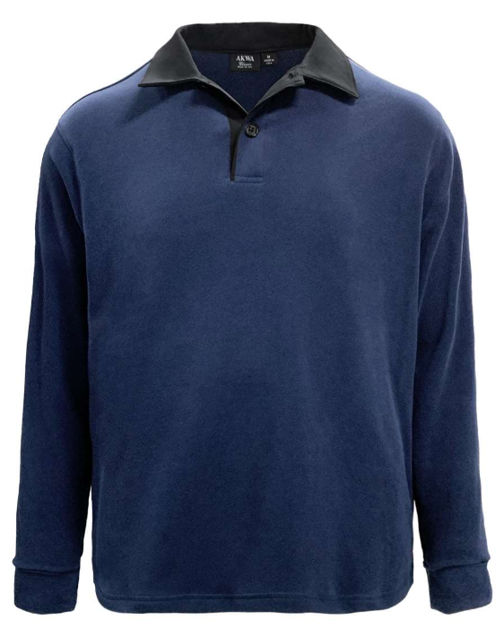 2466-VSF Men's Velour Fleece L/S Contrast Collar Polo