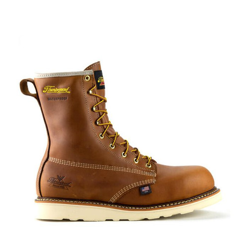 American Heritage – Waterproof – 8″ Tobacco Composite Safety Toe – Plain Toe MAXWear Wedge™