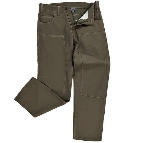 DOUBLE KNEE RIGID Work Jean without Suspender Buttons Rinsed Olive