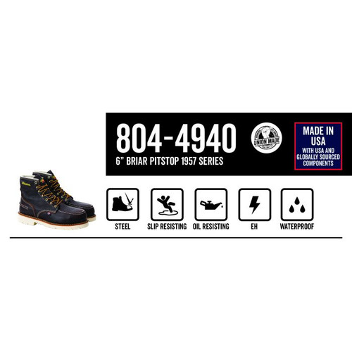 1957 Series – Waterproof – 6” Briar Pitstop Safety Toe – Moc Toe