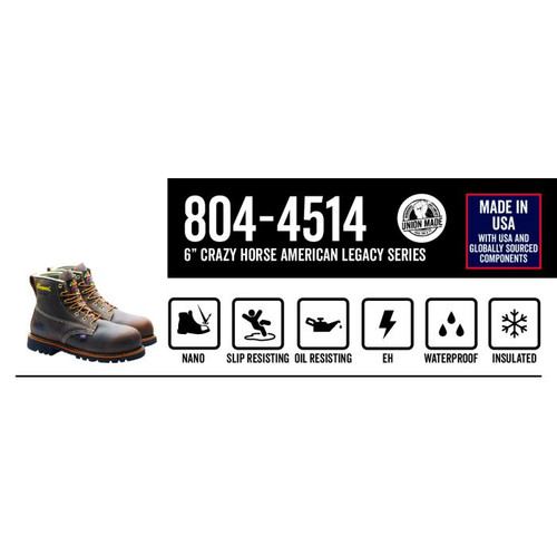AMERICAN LEGACY – Waterproof + Insulated – 6” Crazy Horse Nano Safety Toe AMERICAN LEGACY – Waterproof + Insulated – 6” Crazy Horse Nano Safety Toe
