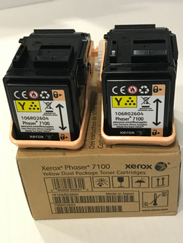 Xerox Phaser 7100, Genuine Twin Pack Yellow Toner Cartridges 106R02604 