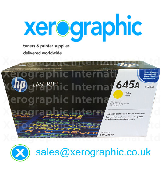 HP 645A, C9732A, Laser Jet Printer 5550 Genuine Yellow Ink Cartridge, 