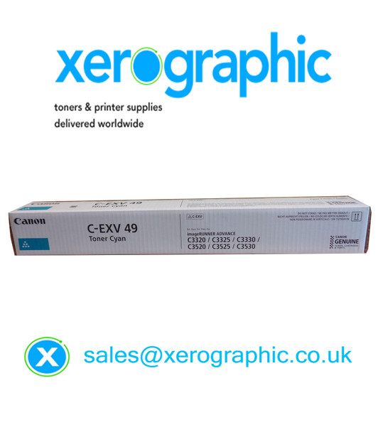 Canon C-EXV 49-C Genuine Cyan Toner Cartridge (8525B002AA) C3320 C3325 C3330 C3520 C3525 C3530 