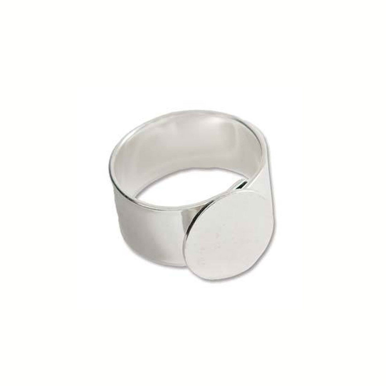 Ring With Mount and Adjustable Band - Antique Silver - 13mm