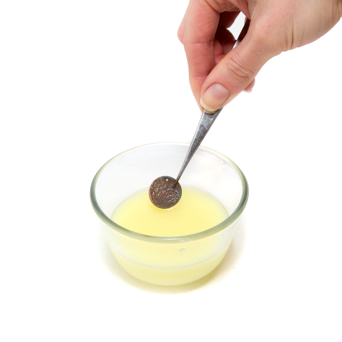 Drop your fired piece in and leave until it has changed to your desired colour - 102-F0038