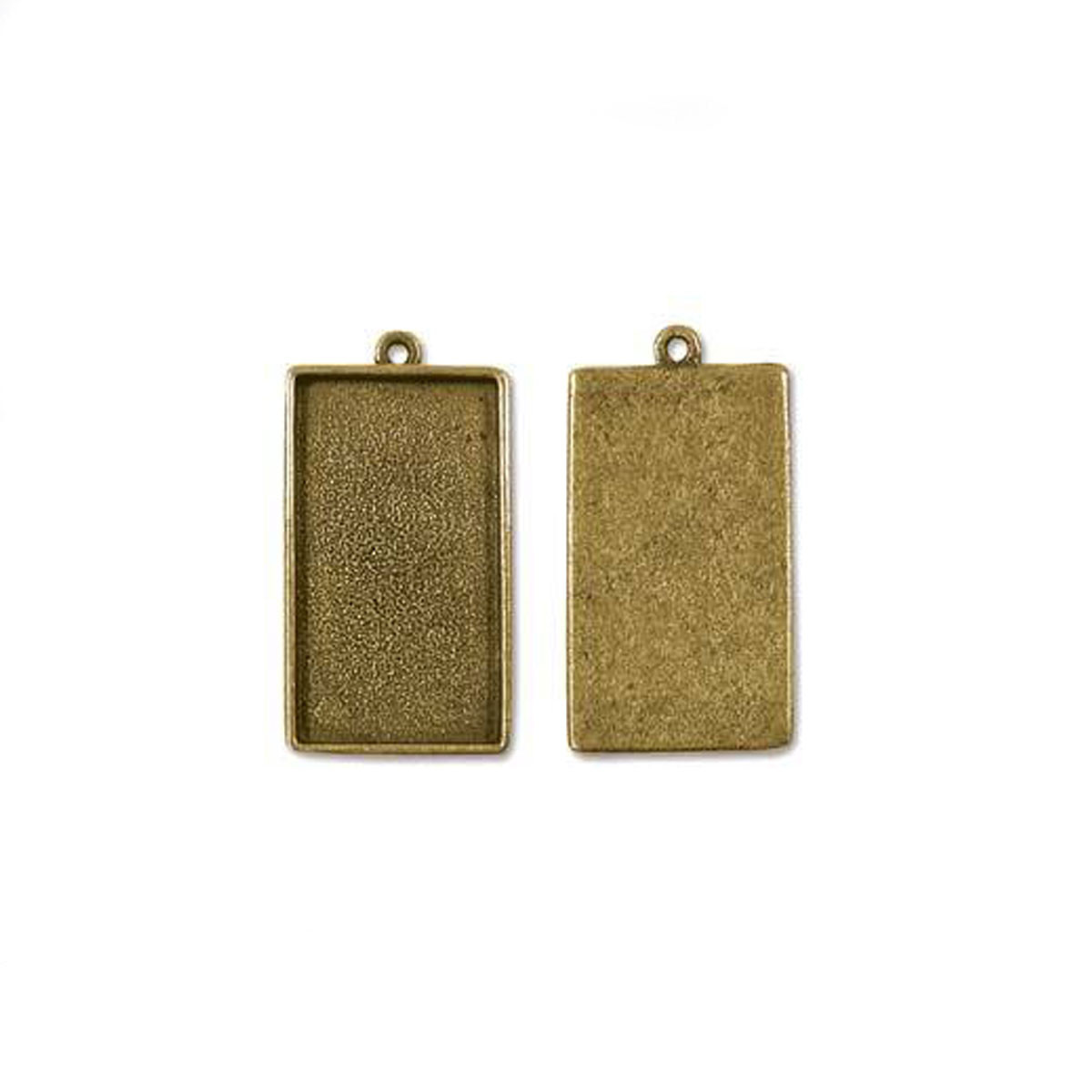 Bezel Pendant Rectangle - Antique Gold - 39 x 22mm