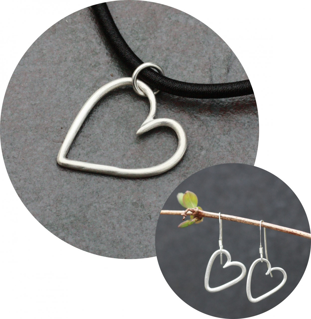 Heart pendant & heat earrings 