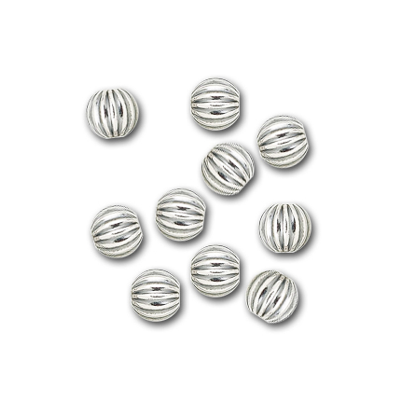 Sterling Silver Twist Corrugated Round Beads 925 Silver Spacer