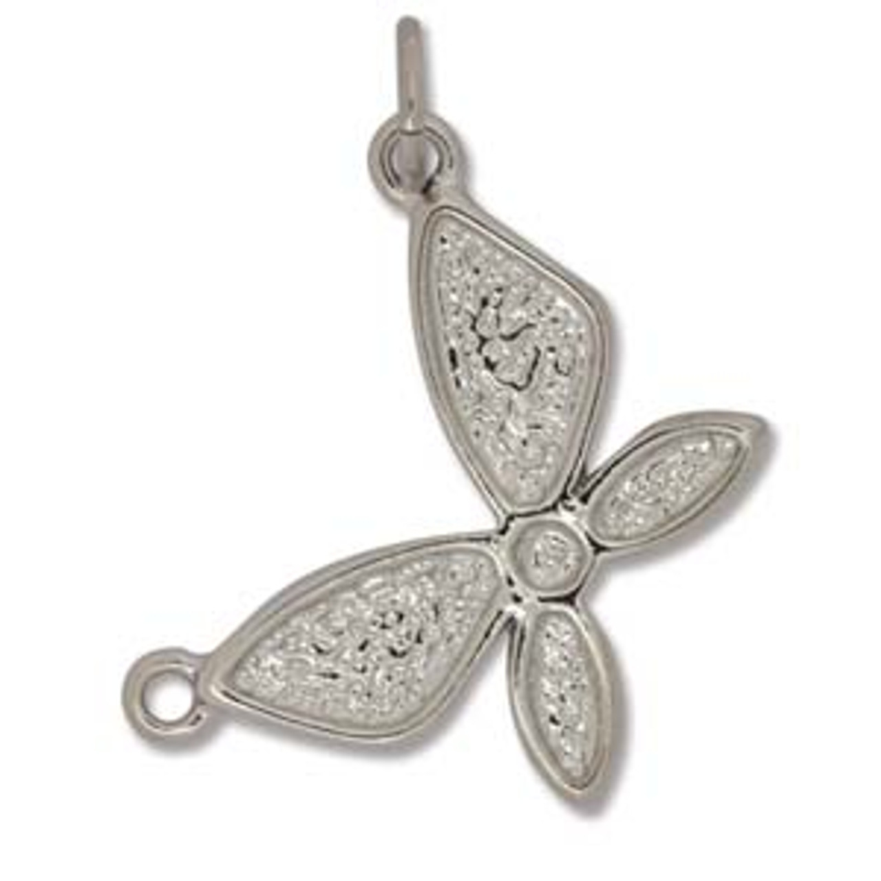 Butterfly Connector Bezel - Bright Silver - 2x2.5cm