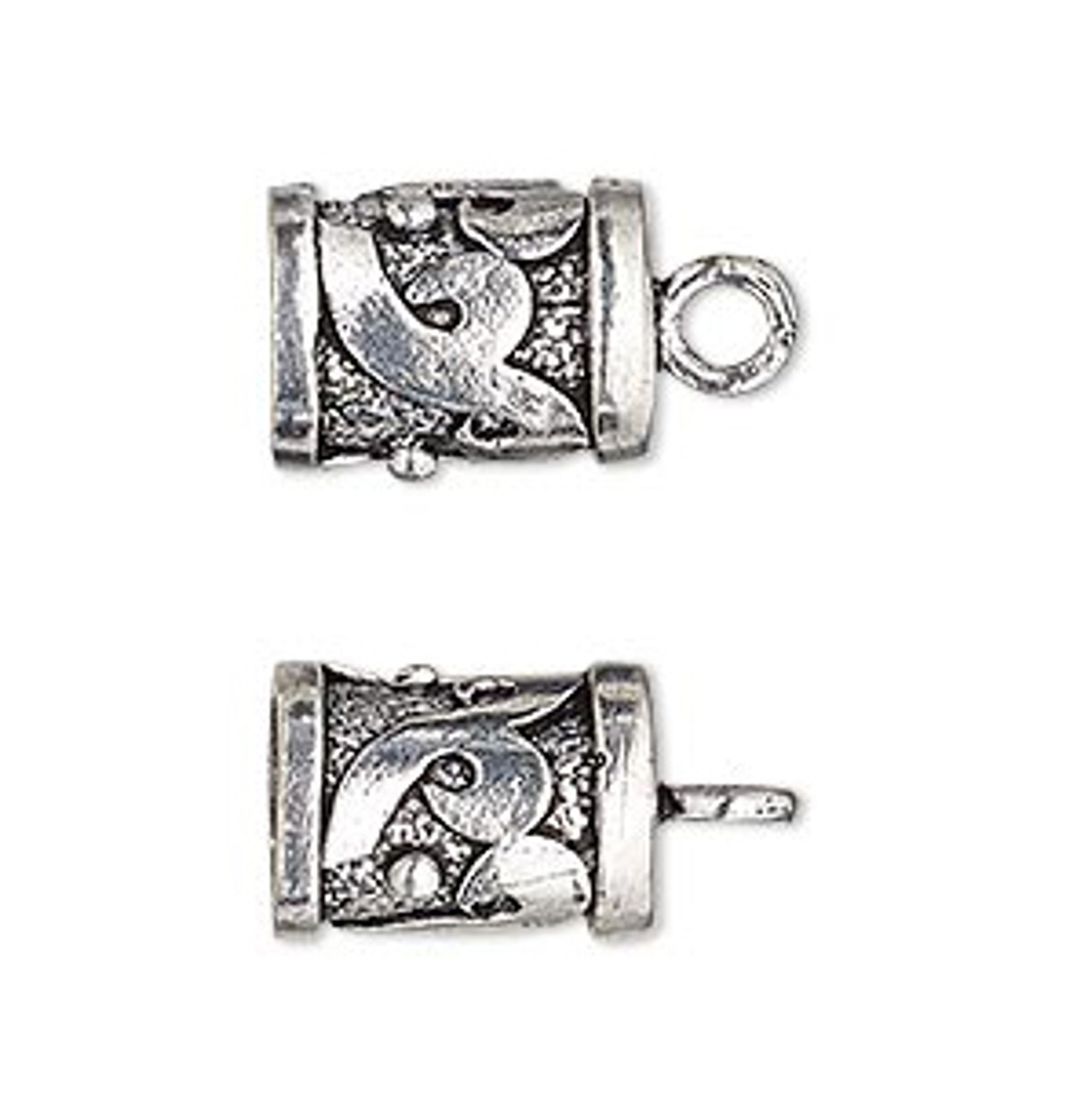 2pc Antiqued Silver-Finished Brass Cord Ends