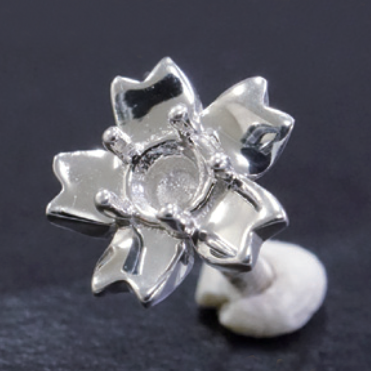 Sterling Silver Flower Prong - CHERRY BLOSSOM - 3mm