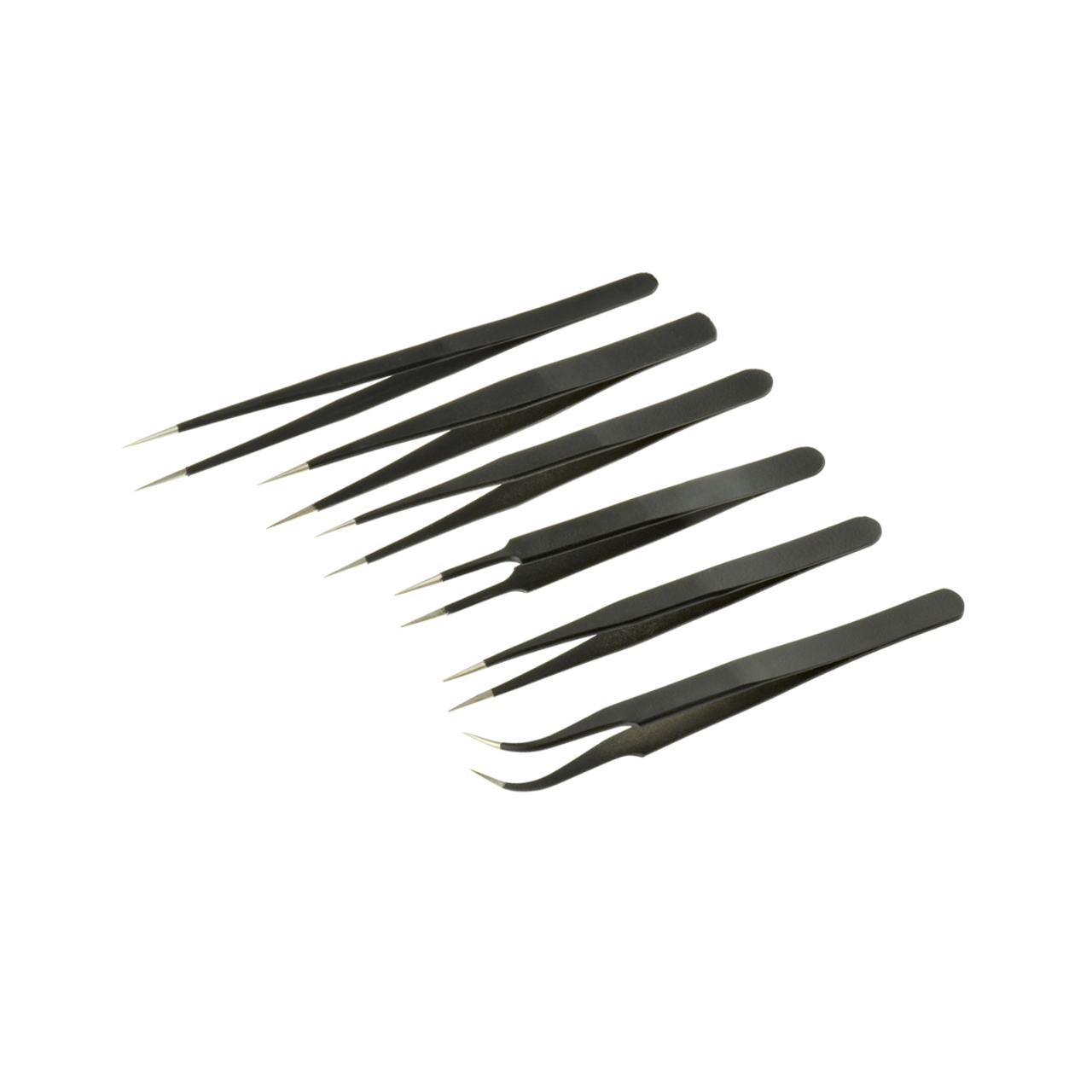 Stainless Steel Tweezer Set - Black Oxidised (Non-Magnetic) - 6pc