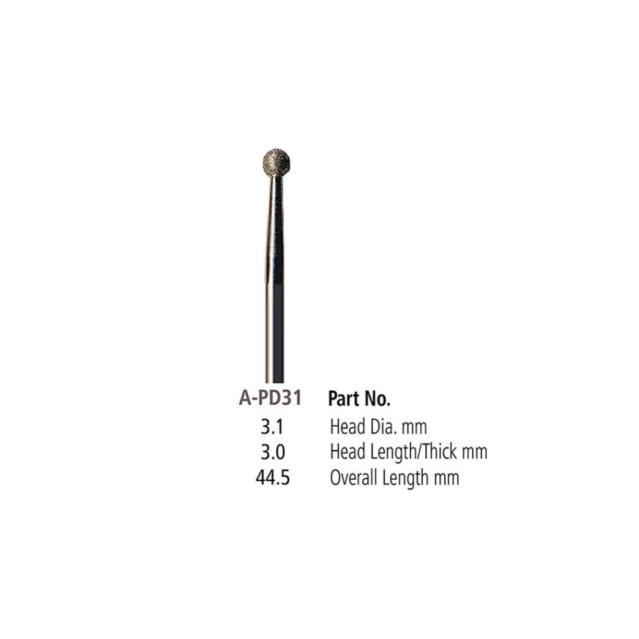 Premium Quality Dumont Plated Diamond Points - Ball - 3.1mm 106-A-PD31