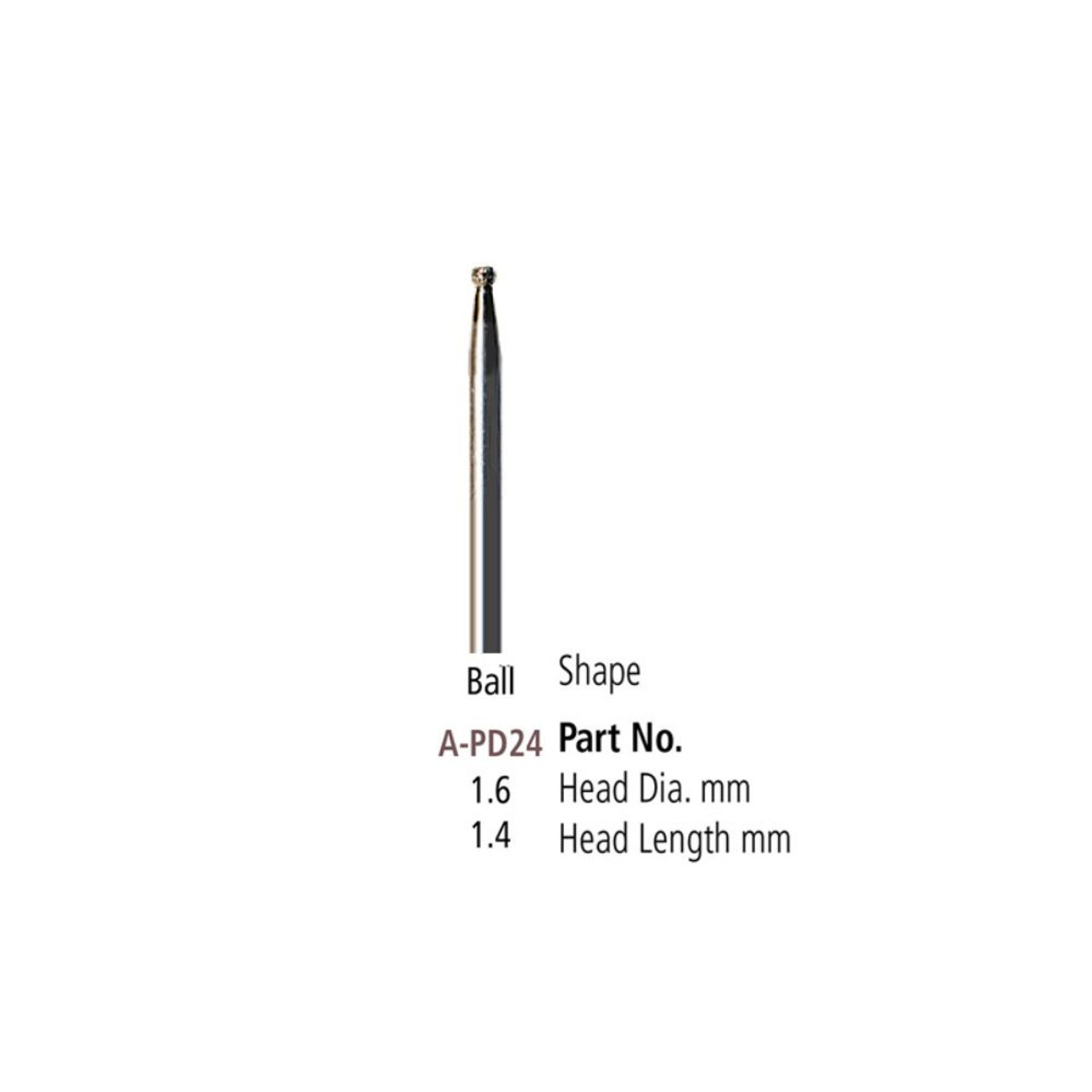 Plated Diamond Points - Ball - 1.6mm106-APD24