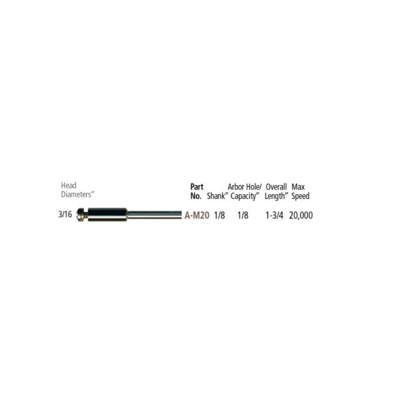 Foredom A-M20 Screw Type Mandrel Shank - 3.17mm (1/8") 106-A-M20