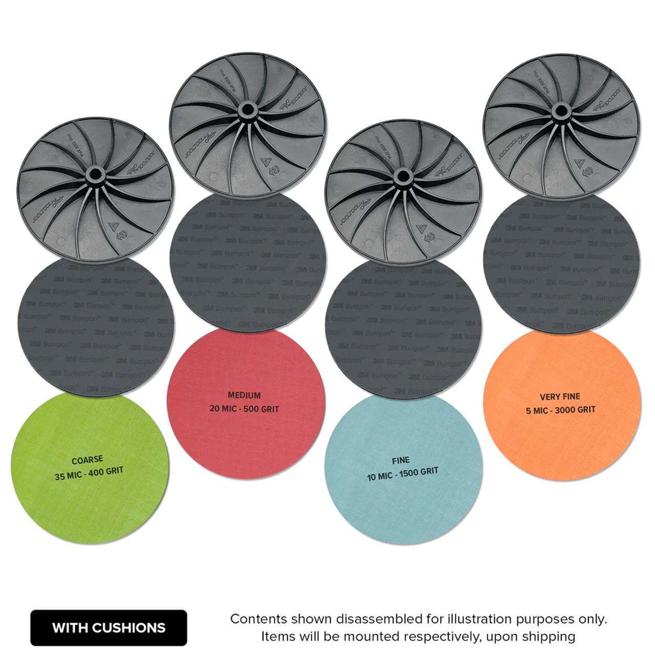 JoolTool - FLAT TOP Trizact Abrasives Combo Set 4"