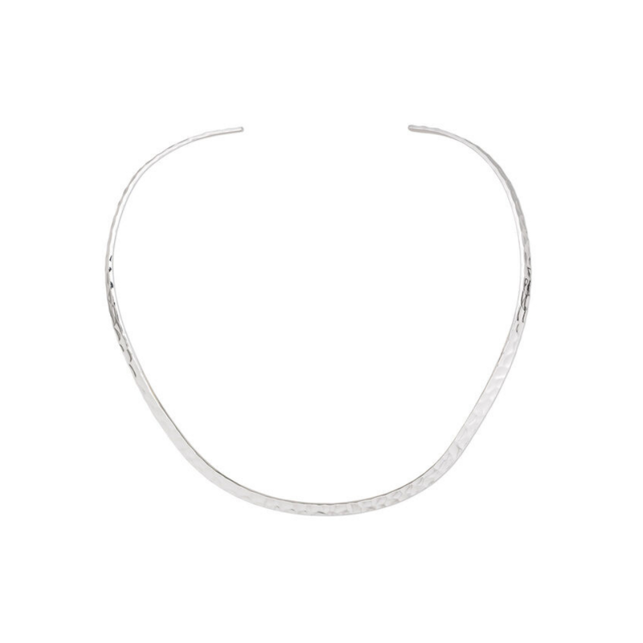 Silver Plated Flat Hammered Neckwire - 16"