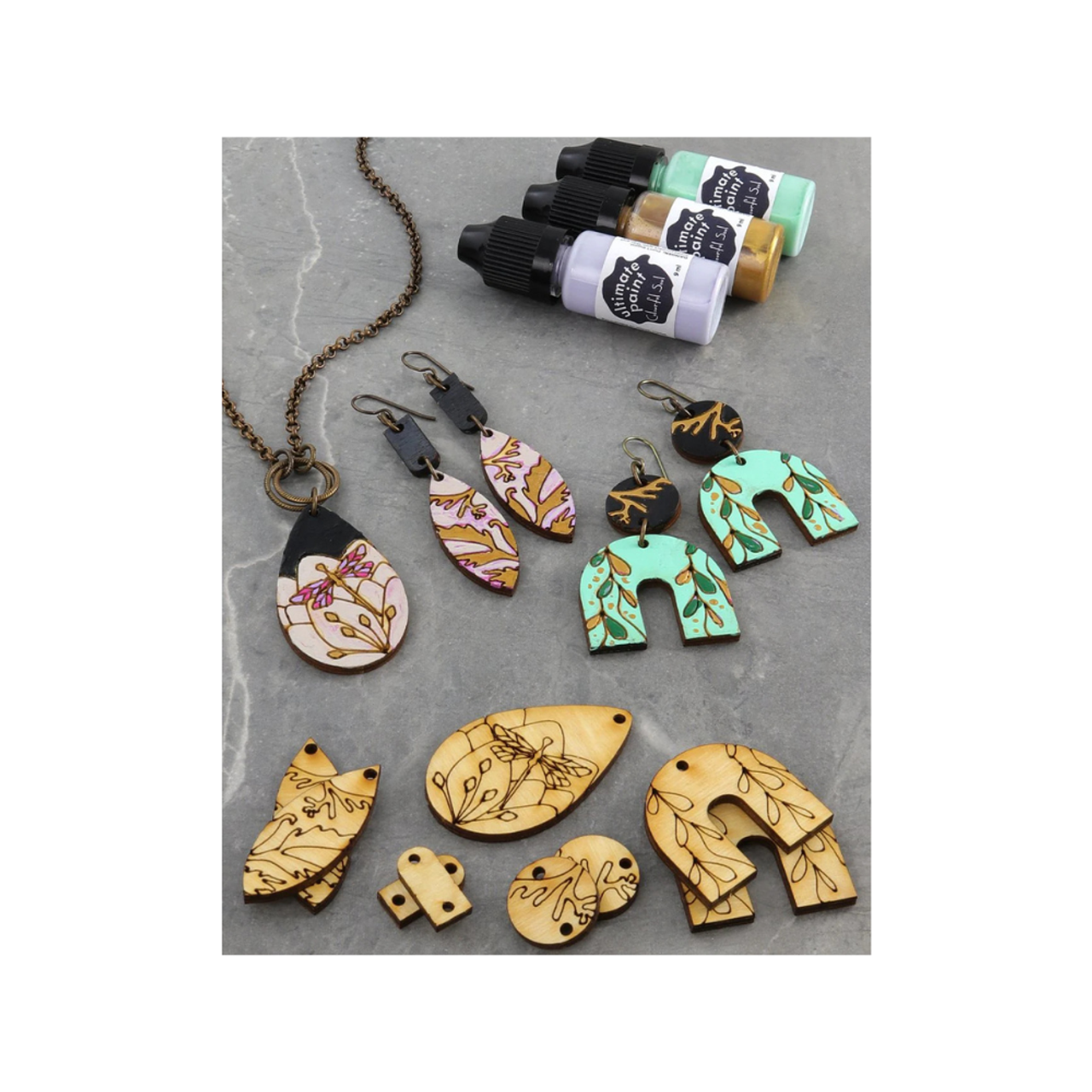 Colourful Soul by Vintaj - Jewellery Pop Outs - Garden Foliage Finished with Ultimate Paints