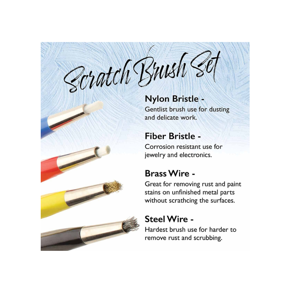 Fibreglass Scratch Brush Set of 4