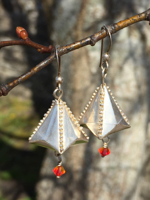 Chinese Lantern Earrings from Art Clay Paper Type Silver by Petra Cameron, 2008. Using traditional Origami techniques you can create incredibly strong designs from this very delicate Paper Type product.